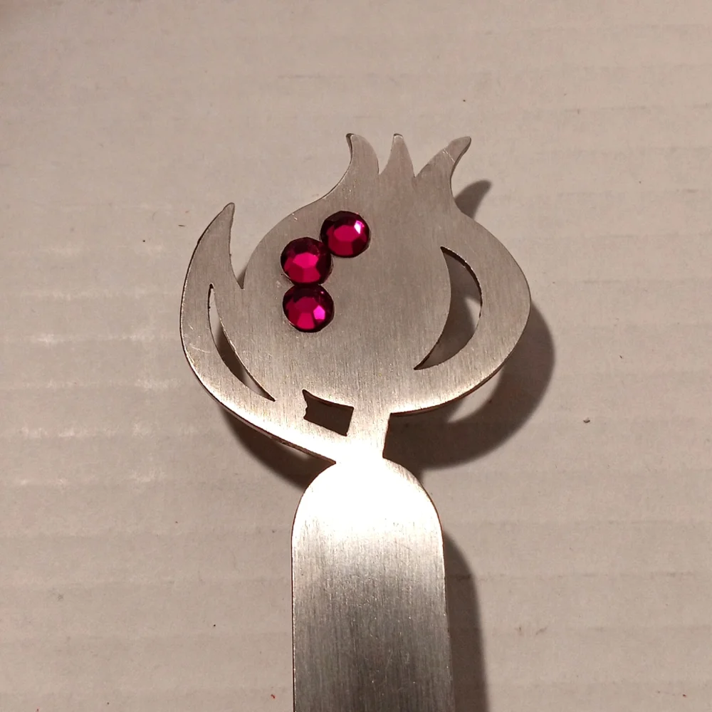 Anat Mayer Israeli artist handmade stainless pie server w/ red Rhinestones